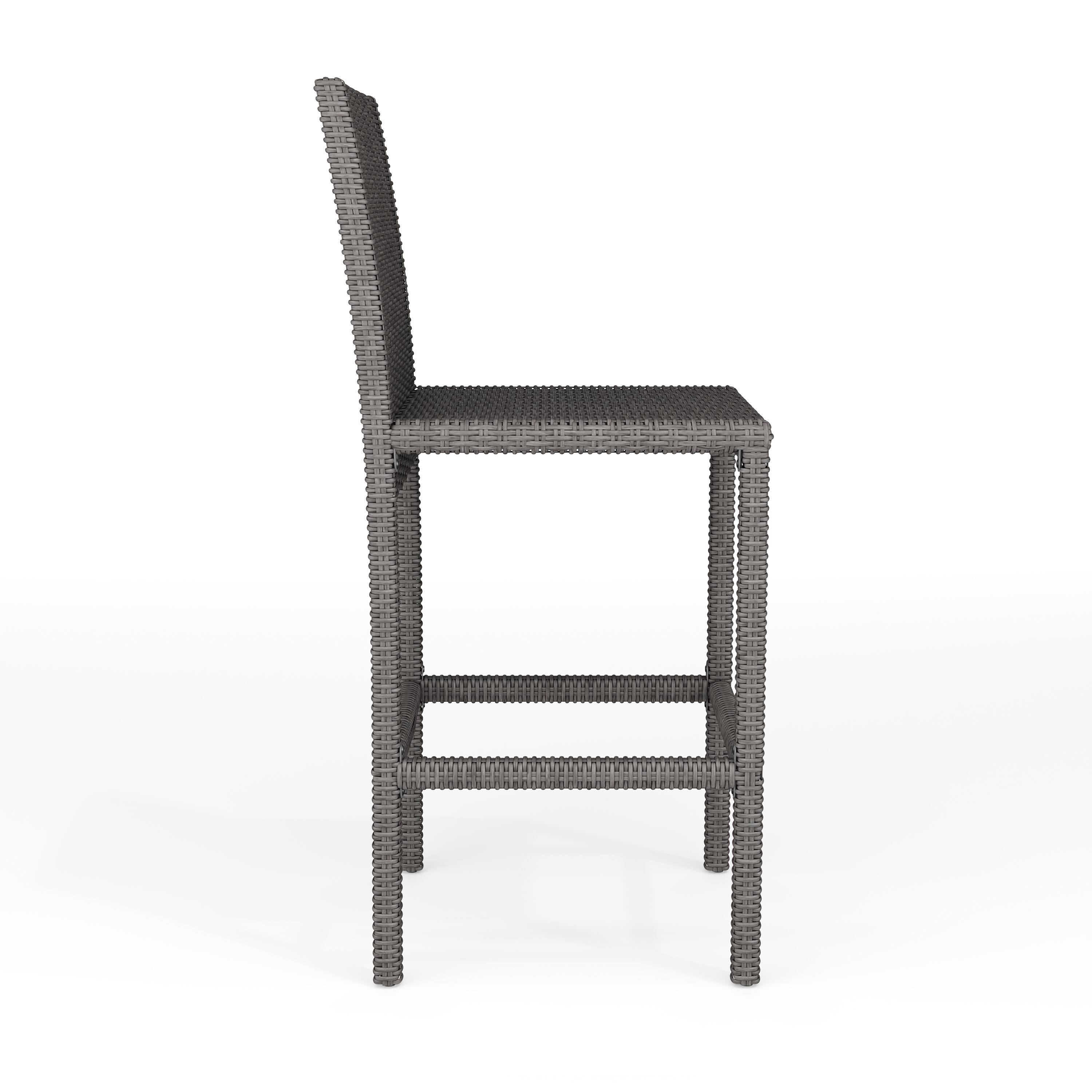 Alt View 8. Martha Stewart - Bedford 5-Piece Outdoor Rattan Wicker Patio Set with 4 Bar Stools, Bar Height Table - Gray.