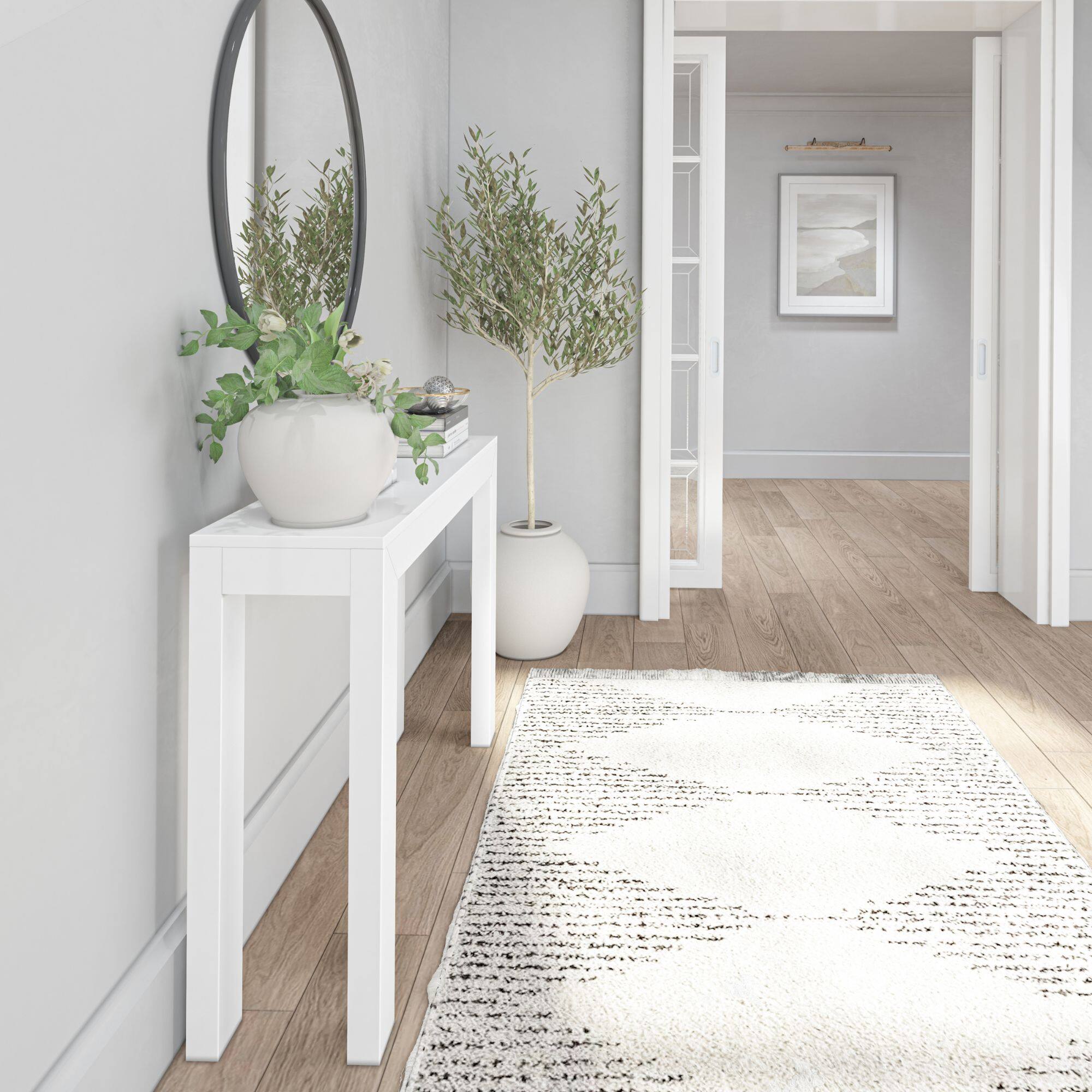 Alt View 2. Plank+Beam - Modern Console Table - 46 inches, White - White.