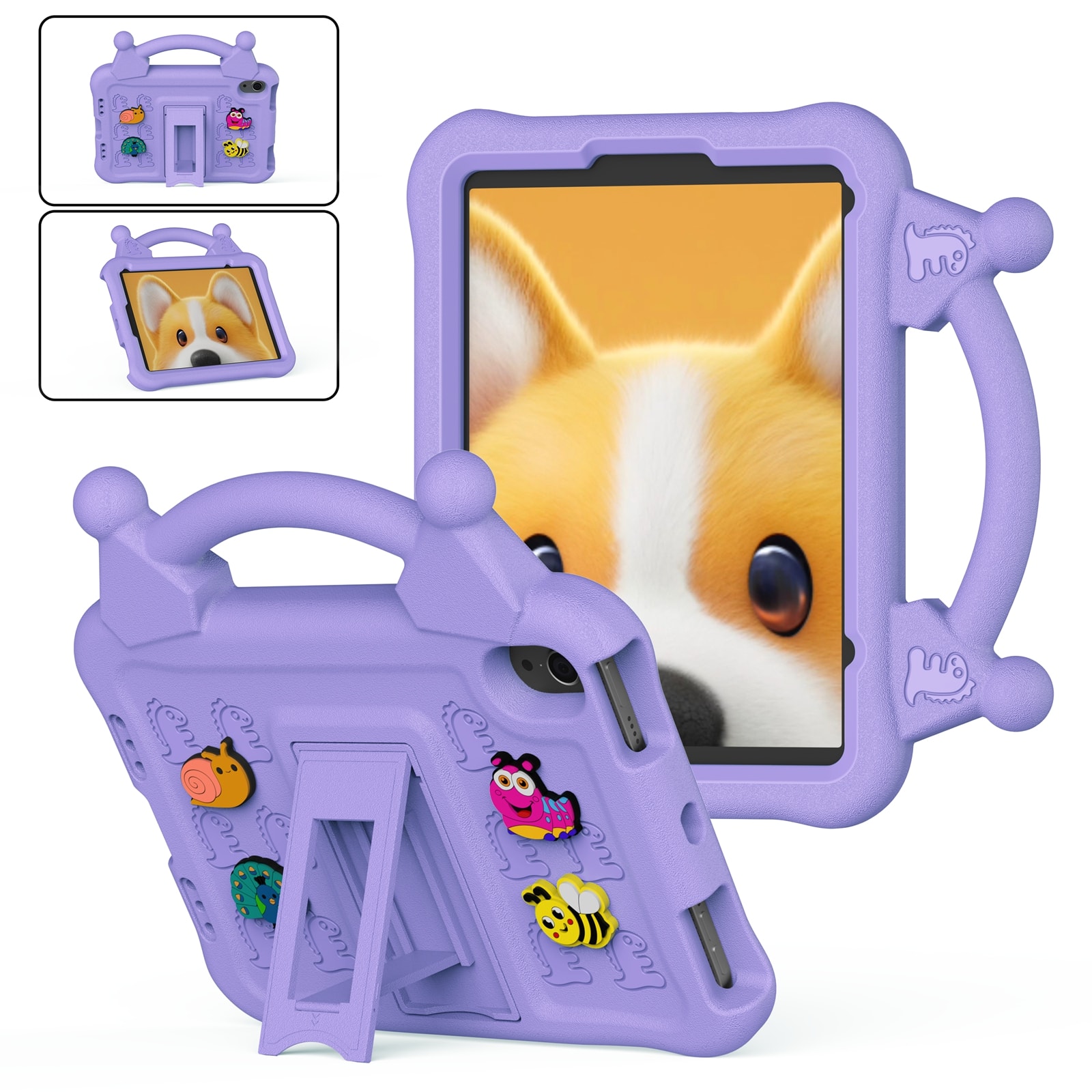 UUCOVER - Kids Case for iPad mini A17 Pro 2024/mini 6th Gen 2021 8.3" Shockproof EVA Handle Stand DIY Decorative Accessories Cover - Lightpurple