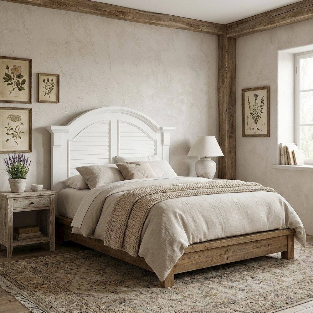 Alt View 3. Starlight Canyon Home - Oyster White Headboard with Solid and Manufactured Wood Frame for Bedroom - White.