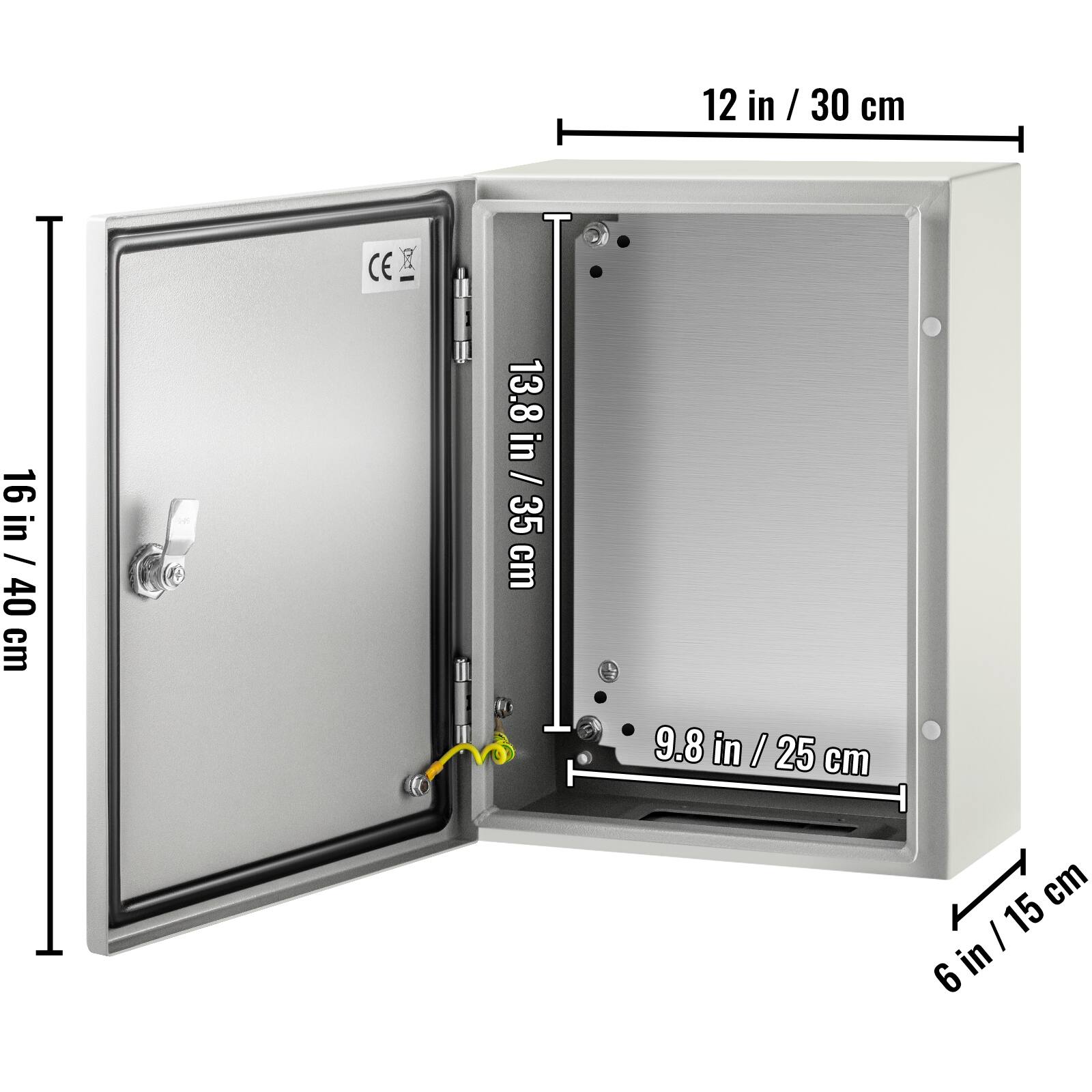 12 in / 30 cm  
16 in / 40 cm  
13.8 in / 35 cm  
9.8 in / 25 cm  
6 in / 15 cm