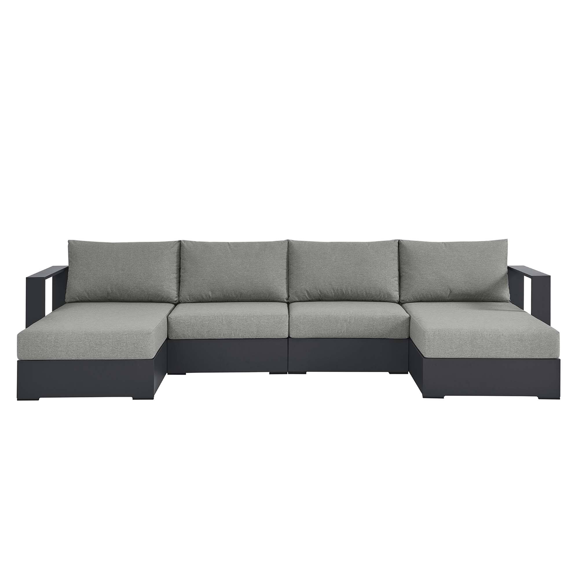 Alt View 2. Modway - Tahoe 4-Piece Outdoor Powder-Coated Aluminum Sectional Sofa Set - Gray Gray.