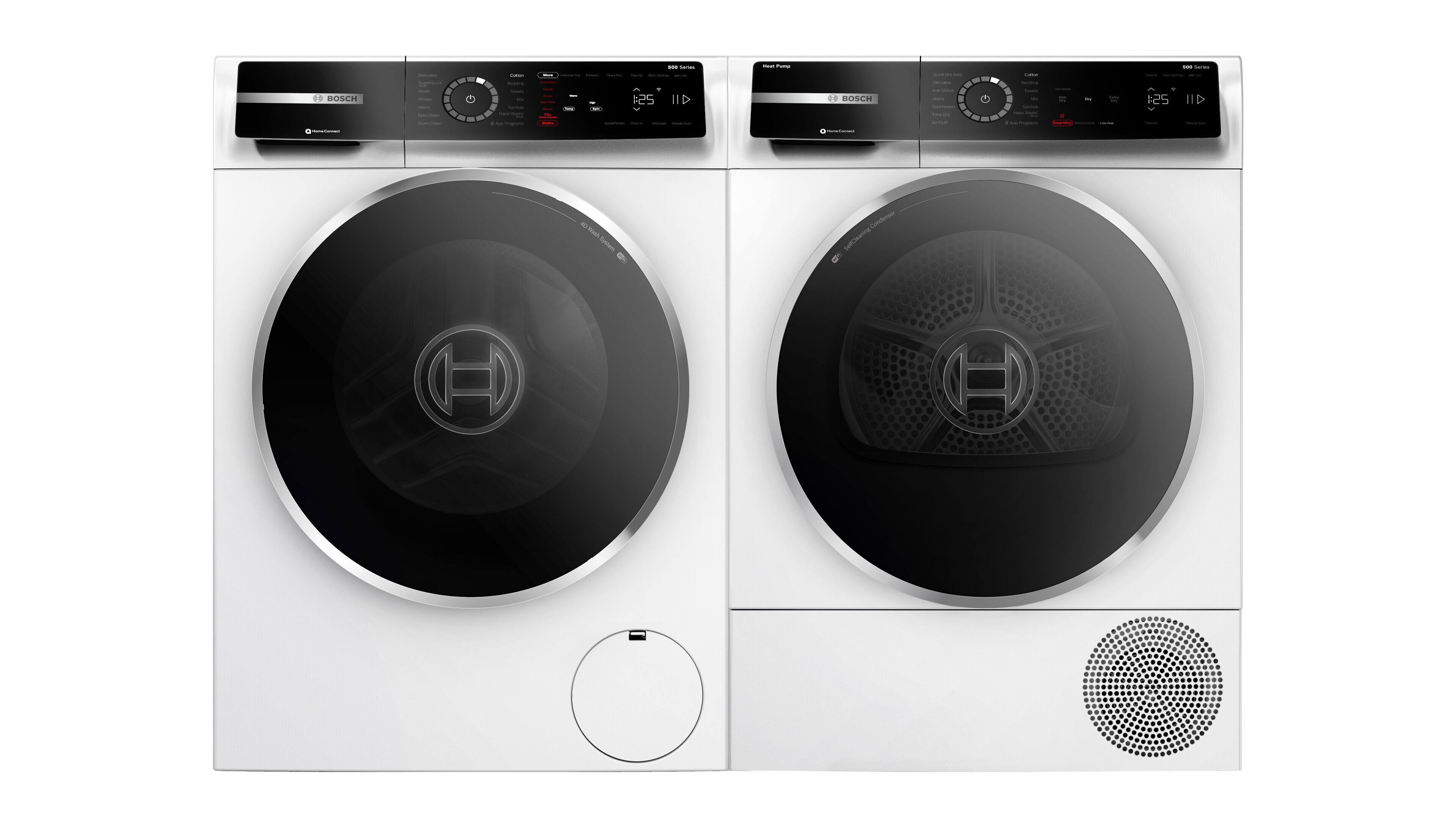 The text on the image reads "BOSCH 1 25 IID DOSCH I d - I - - - +. BOSCH 1 25 IID Wash I H H." This text seems to be a combination of product information and instructions for using the appliance. The appliance is a Bosch washing machine with two heating elements, which are likely used for drying clothes. The text also indicates that the machine has a wash cycle and a dry cycle, with the dry cycle being referred to as "H H."