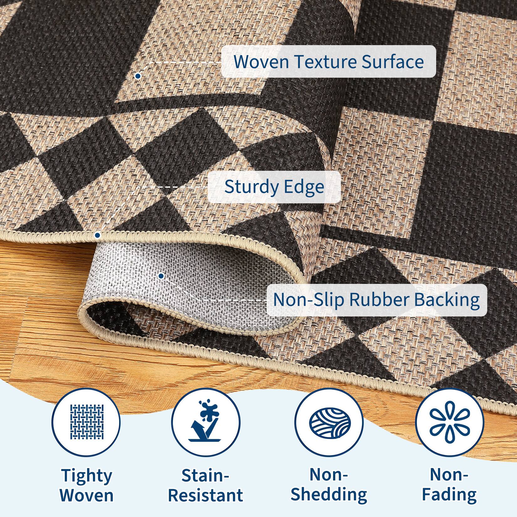 Jojoka Modern Checkerboard Foldable Area Rug Non Slip Low Pile Machine ...