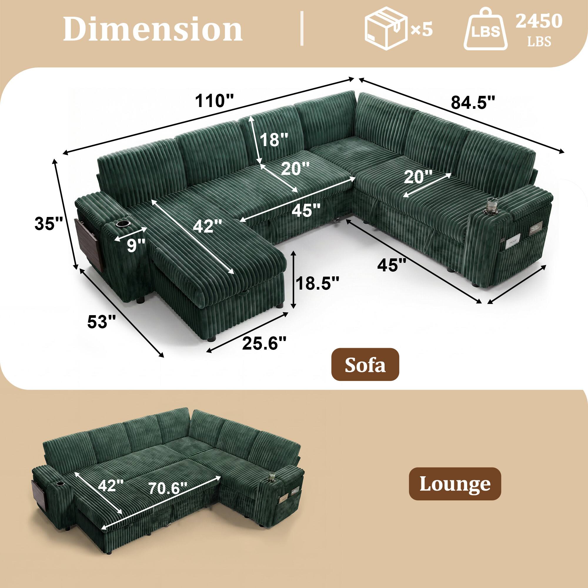 Dimension  
x5  
2450 LBS  
110"  
84.5"  
18"  
20"  
20"  
35"  
9"  
42"  
45" 18.5"  
45"  
53"  
25.6"  
Sofa  
42"  
70.6"  
Lounge