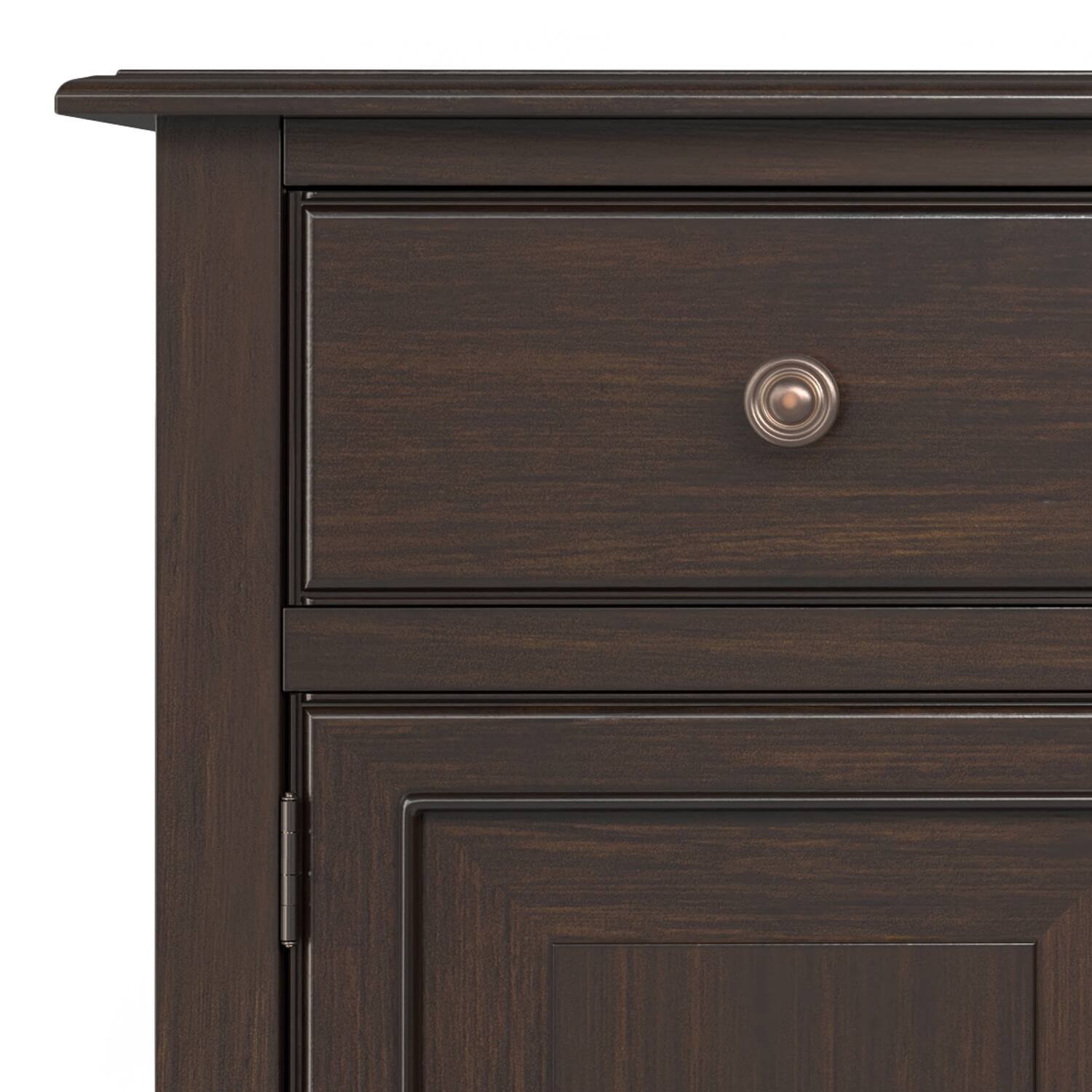 Alt View 5. Simpli Home - Connaught 51 inch Wide Solid Wood Traditional Entryway Storage Cabinet in Chestnut Brown - Chestnut Brown.