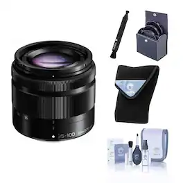 Bundle - Panasonic - LUMIX G Vario 35-100mm f/4.0-5.6 Lens for MFT, w/46mm Filter Kit