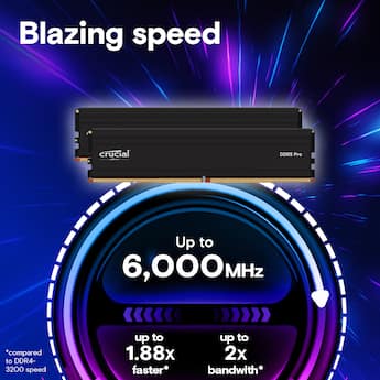 Crucial Pro 128GB (2x64GB) DDR5 5600MHz C46 UDIMM Desktop Memory Crucial Pro 128GB (2x64GB) DDR5 5600MHz C46 UDIMM Desktop Memory