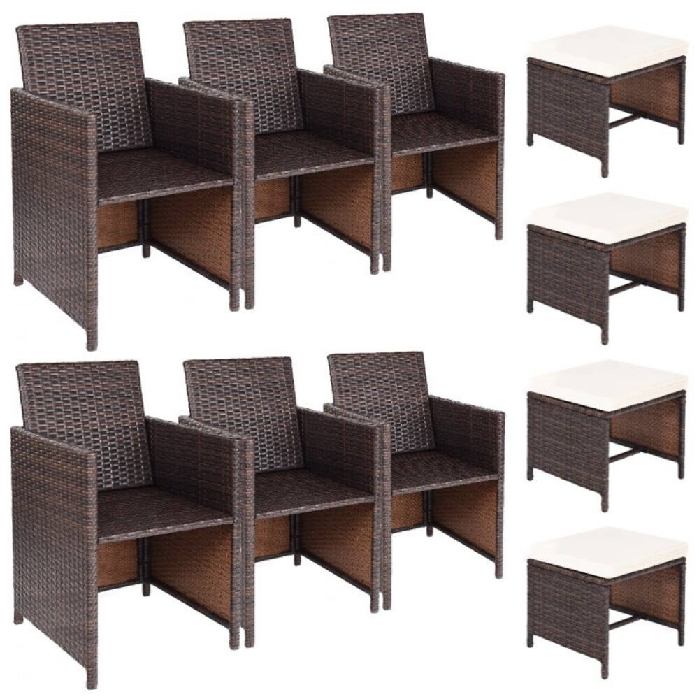 Angle. Mondawe - 10 Pieces Outdoor Patio Dining Set - Mix Brown.