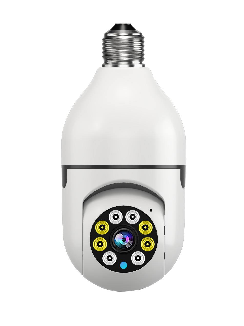 Front. Auledio - 1pc Bulb Camera 360° 1080P, E27 Socket, Night Vision, Motion Detection, Two-Way Audio, White - White.