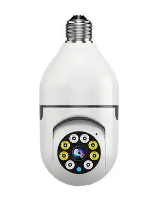 Front. Auledio - 1pc Bulb Camera 360° 1080P, E27 Socket, Night Vision, Motion Detection, Two-Way Audio, White - White.