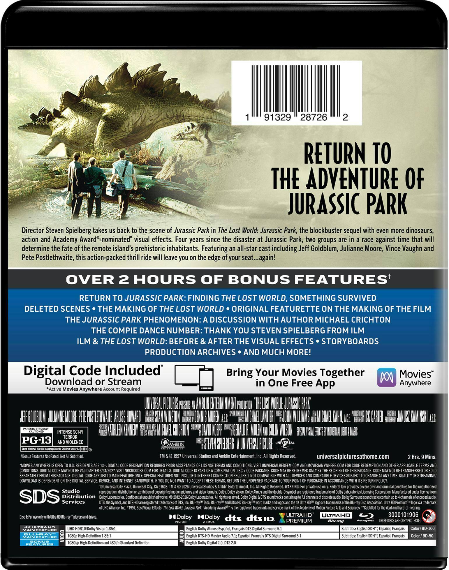 Back. The Lost World: Jurassic Park (4K Ultra HD + Blu-ray + Digital) [UHD].