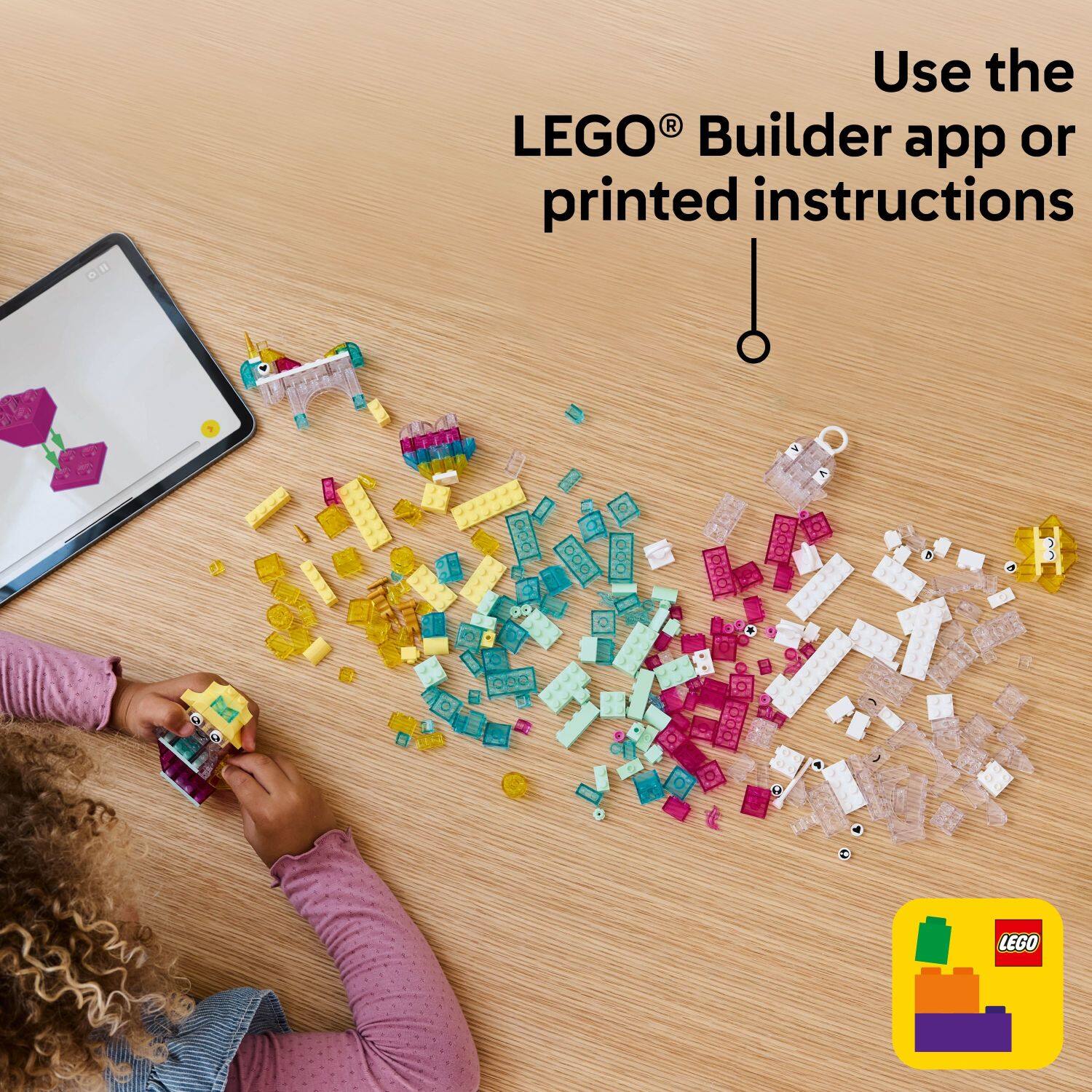 Use the LEGO Builder app or printed instructions.
