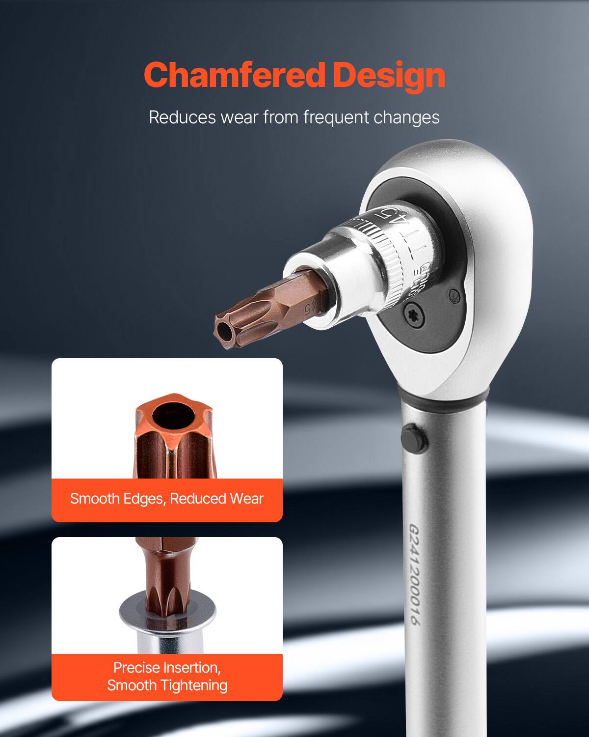 Chamfered Design  
Reduces wear from frequent changes  

Smooth Edges, Reduced Wear  

Precise Insertion, Smooth Tightening  

G241200016