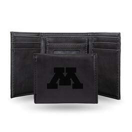 Rico Industries - Minnesota Golden Gophers Laser Engraved Black Synthetic Leather Trifold Wallet - Multi