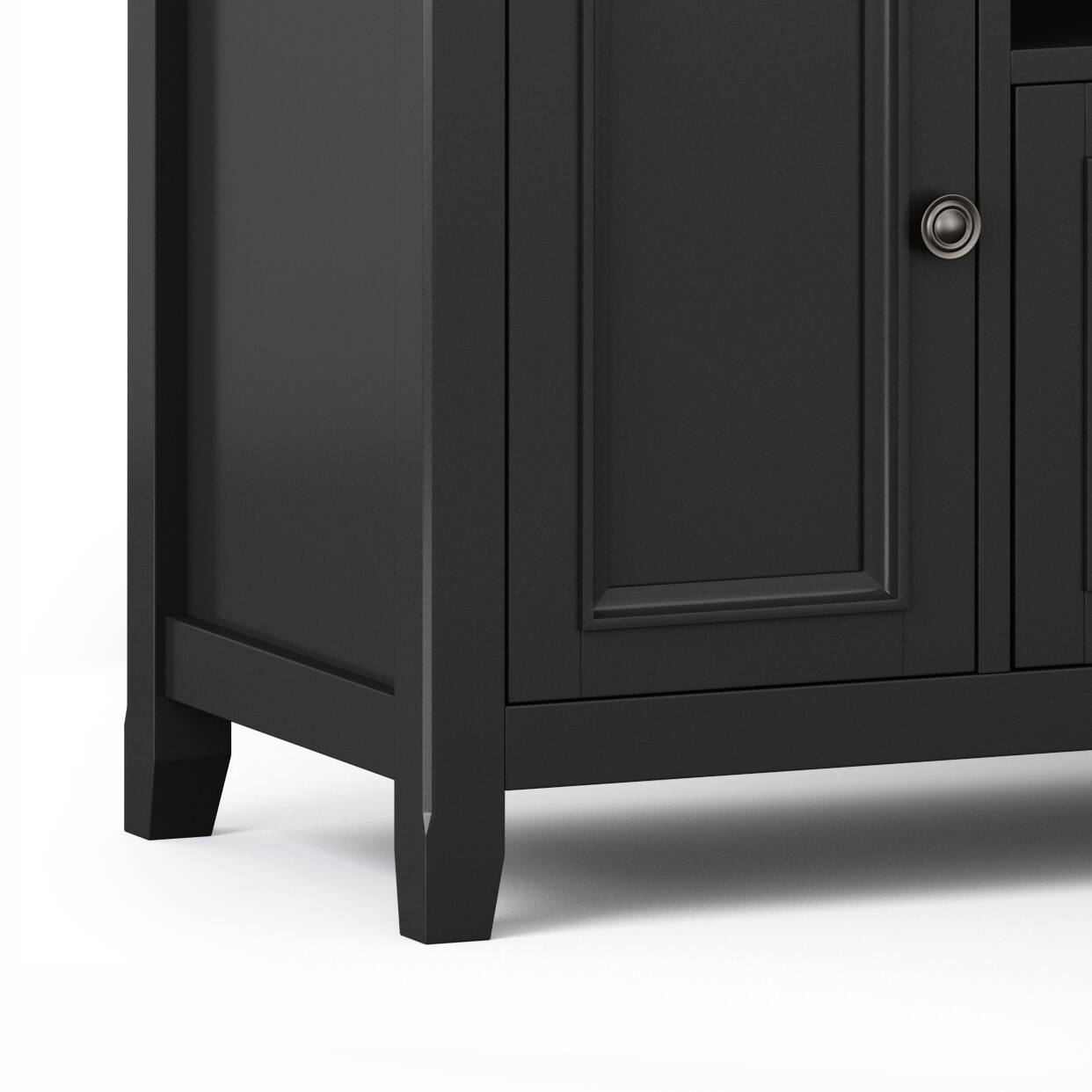 Alt View 7. Simpli Home - Amherst 72 inch Wide Solid Wood Transitional TV Stand in Black - Black.