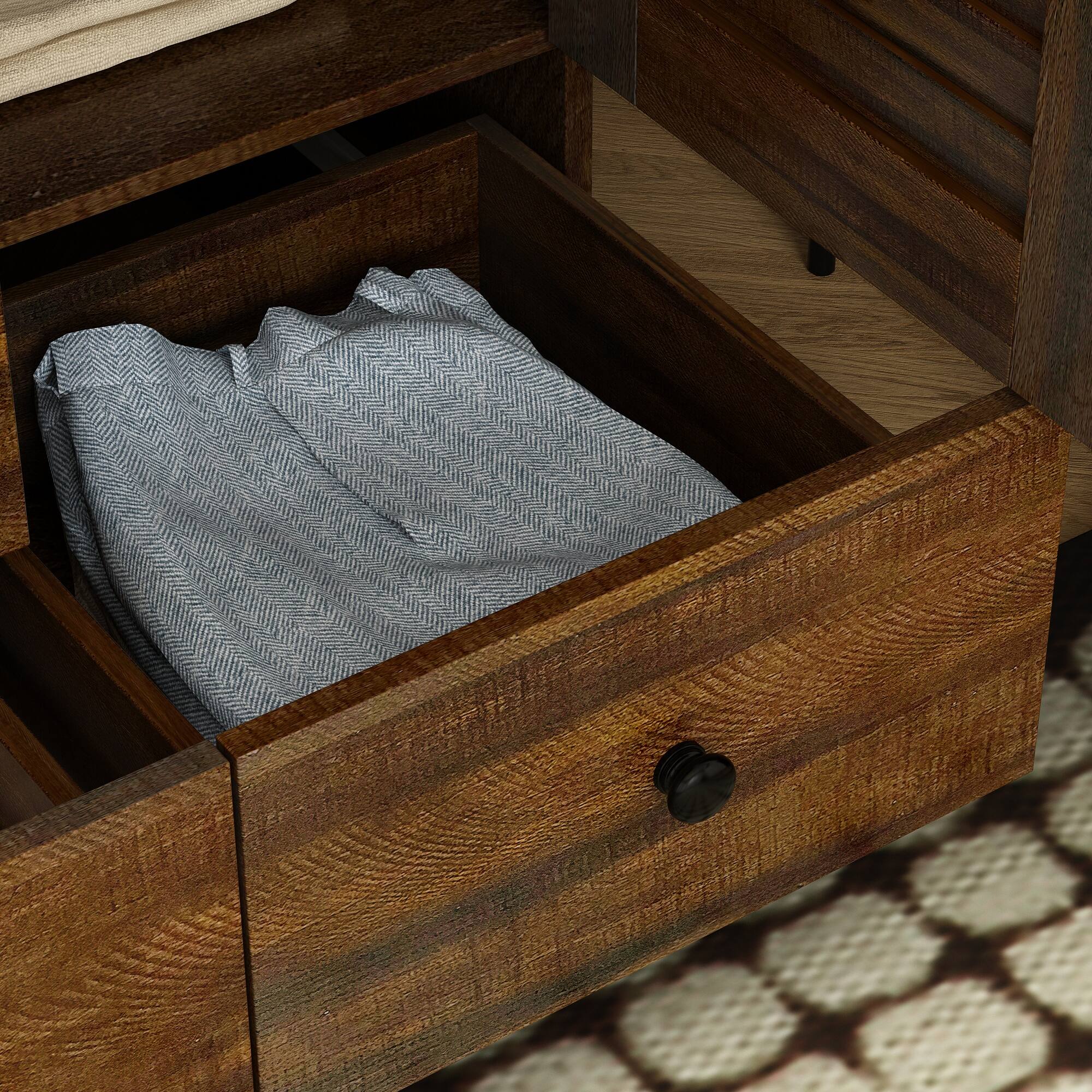 Alt View 8. FUFU&GAGA - FUFU&GAGA Wooden Shutter - Door Wardrobe: Timeless Storage for Organized Living - Brown.