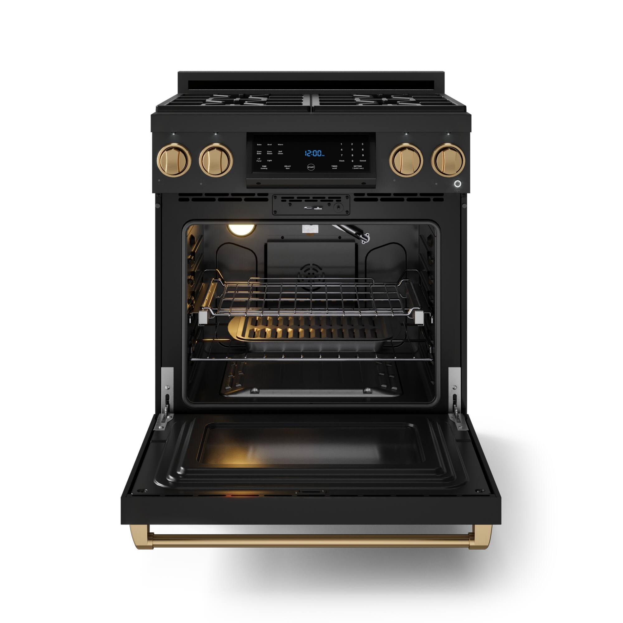 Alt View 11. Thor Kitchen - Gordon Ramsay Series by Thor Kitchen 4.55 Cu. Ft Freestanding Liquid Propane Gas Range with Bronze Hardware - Black.