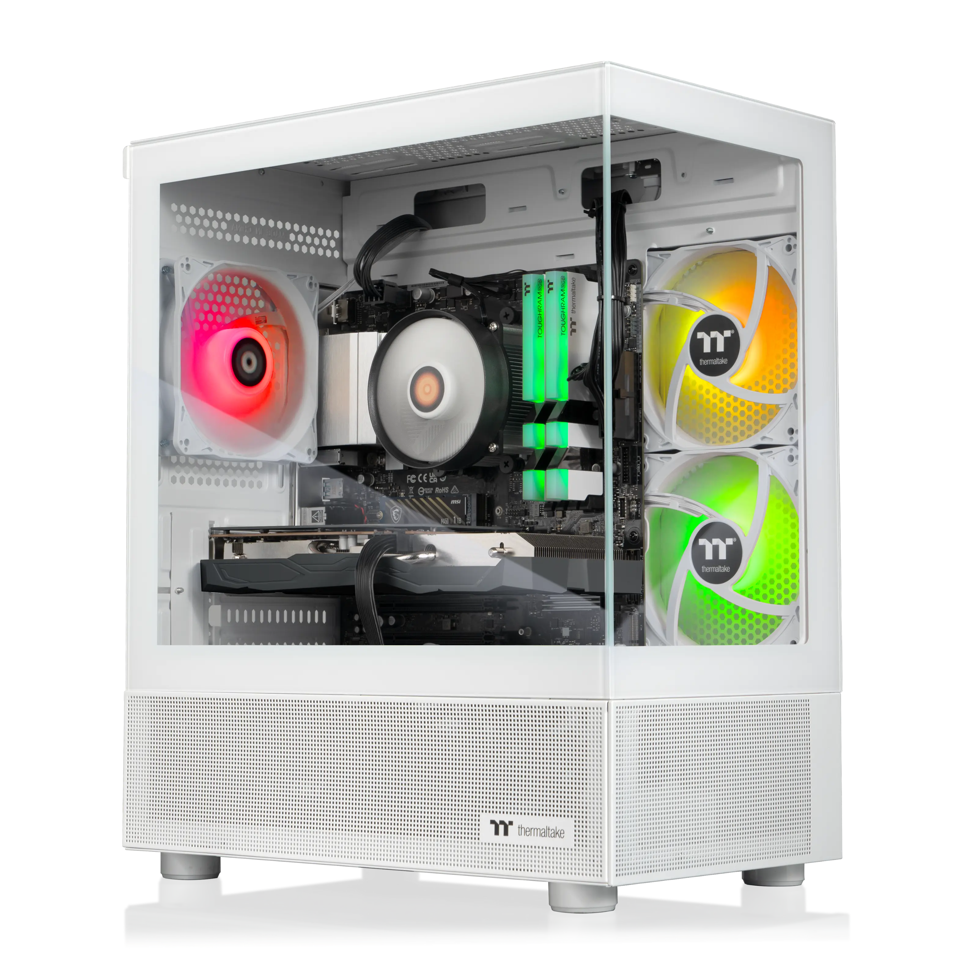 Thermaltake - LCGS Vista R66 Gaming Desktop AMD Ryzen 5 5600, 16GB RGB Memory, AMD Radeon RX 6600, 1TB NVMe M.2, Wifi - White