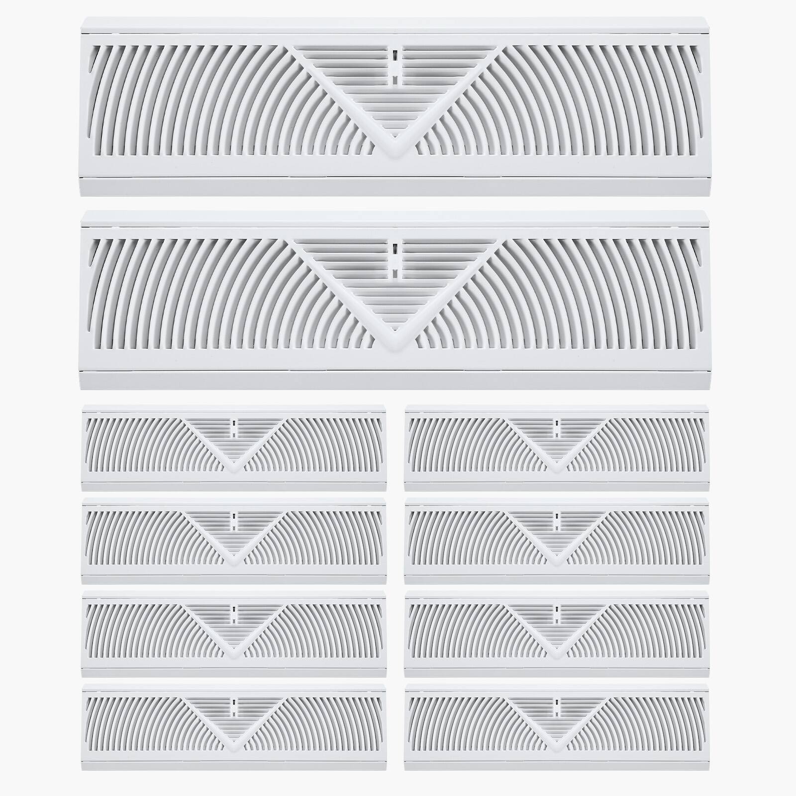 Alt View 5. VEVOR - 18-Inch Floor Registers, 10-Pack Baseboard Registers, HVAC Heavy-Duty Walkable Iron Floor Vents, Rustproof Anti-Peeling - White.