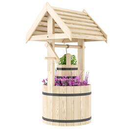 Outsunny - Wishing Well for Outside with Hanging Bucket - Natural Wood