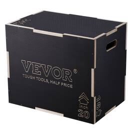VEVOR - 3 in 1 Plyometric Jump Box, 24/20/16 Inch Wooden Plyo Box, Platform & Jumping Agility Box, Anti-Slip Fitness Step Up Box - Black