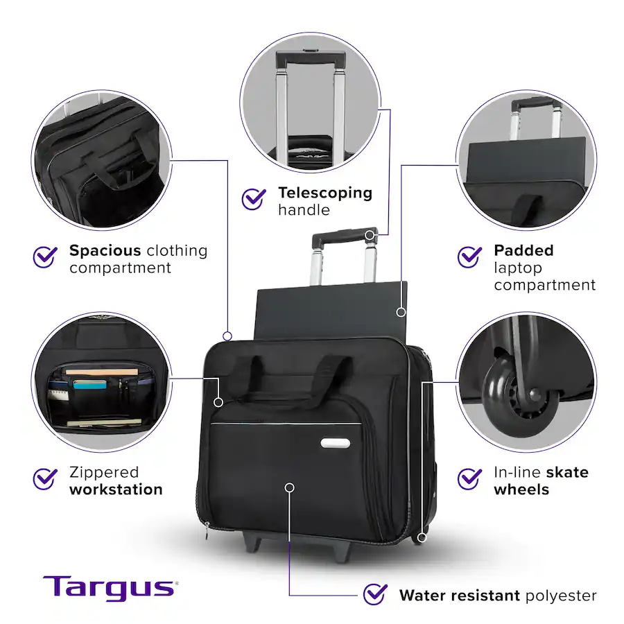 Targus Metro Rolling Laptop Case for 15.4" Laptop Black TBR003US - Best Buy