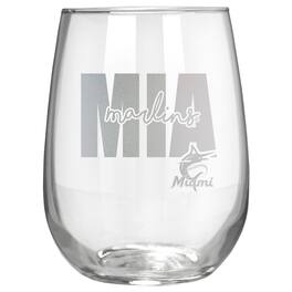 Great American Products - Miami Marlins Etched 17oz. City Stemless Wine Glass - Multicolor