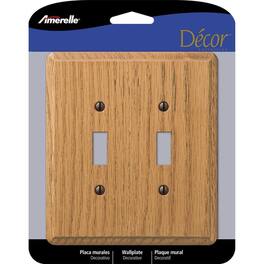 AMERELLE - Contemporary Light 2 gang Wood Toggle Wall Plate 1 pk - Brown