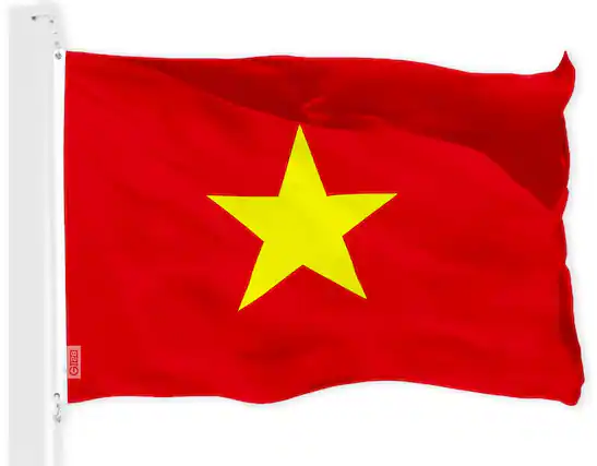 Front. G128 - Vietnam Flag 3x5 ft Printed 150D Polyester, Indoor/Outdoor with Brass Grommets. - Assorted Colors.