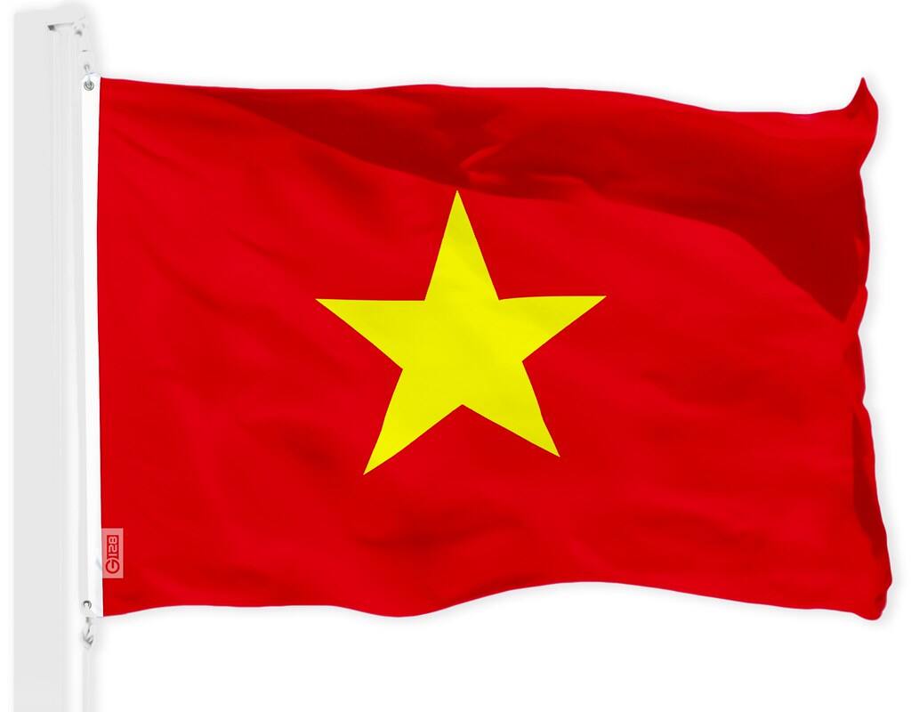Front. G128 - Vietnam Flag 3x5 ft Printed 150D Polyester, Indoor/Outdoor with Brass Grommets. - Assorted Colors.