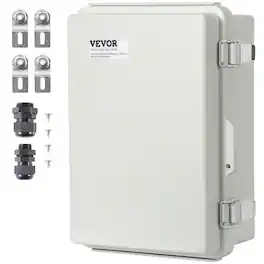 VEVOR - Outdoor Electrical Junction Box,11.81 x 7.87 x 7.08 in, ABS Plastic Electrical Enclosure Box with Hinged Cover Stainless - Gray