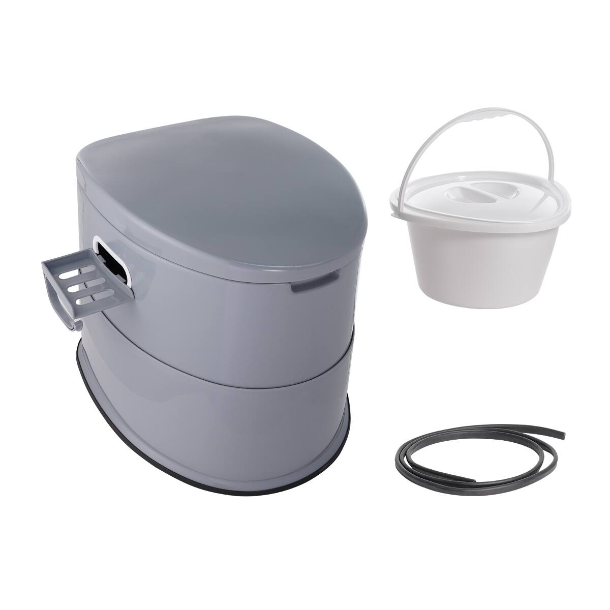 Back. Loheer - Loheer Portable Camping Toilet for Adults and Kids with Detachable Bucket and Dual Lids - Gray.