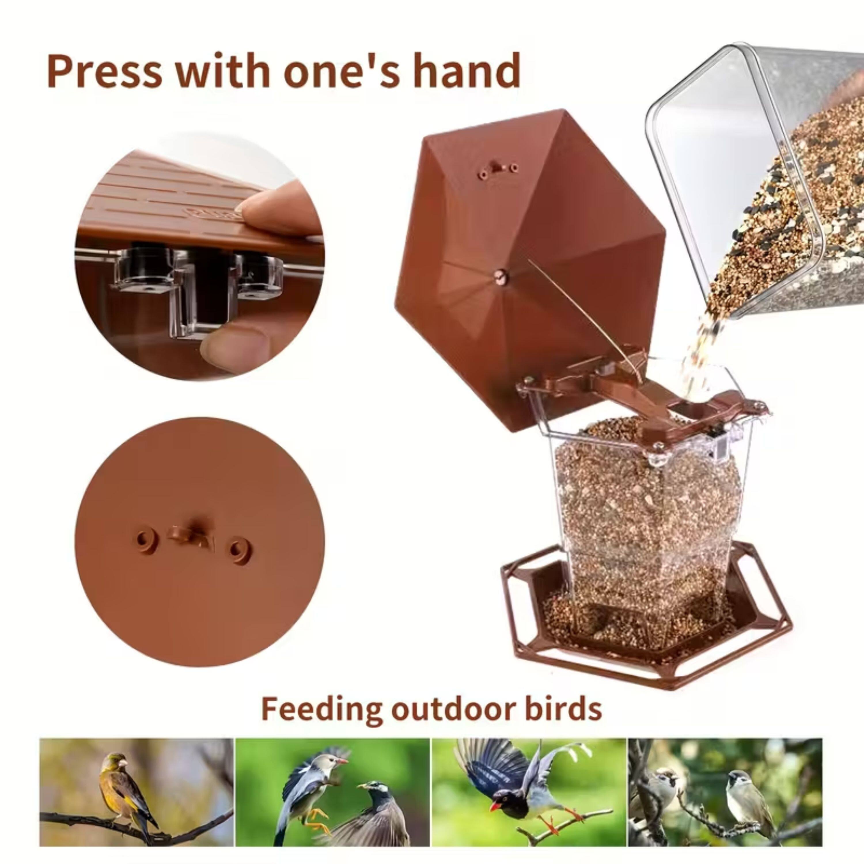 Press with one's hand  
Feeding outdoor birds