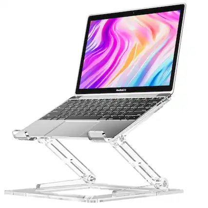 Front. HongFei - Laptop Stand for Desk, Portable Acrylic Laptop Riser, Ergonomic Adjustable Computer Stand Holder for Notebook MacBook - A-White.