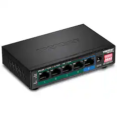 TRENDnet TPETGS510G
10/100/1000M 5 Port Gigabit PoE Switch
- LINK/ACT: 10/100/1000M
- PoE MAX: 1G
- PoE PD ON
- DC IN
- DIP SWITCH
Ports:
1, 2, 3, 4, 5
PWR