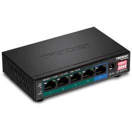 Trendnet - 5-Port Gigabit PoE+ Switch, Camera DIP Switch extends PoE+ 200m (656 ft.), 60W PoE Budget, TPE-TG51g - 5 - Black
