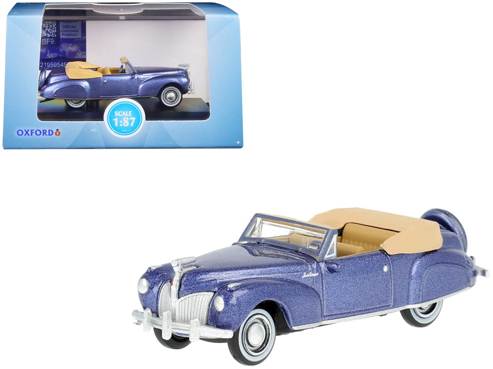 1941 Lincoln Continental Convertible Darian Blue Metallic with Tan Interior 1/87 (HO) Scale Model Car by Oxford Diecast price history on PriceWatchPro