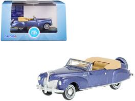 Oxford Diecast - 1941 Lincoln Continental Convertible Darian with Tan Interior 1/87 (HO) Scale - Blue Metallic