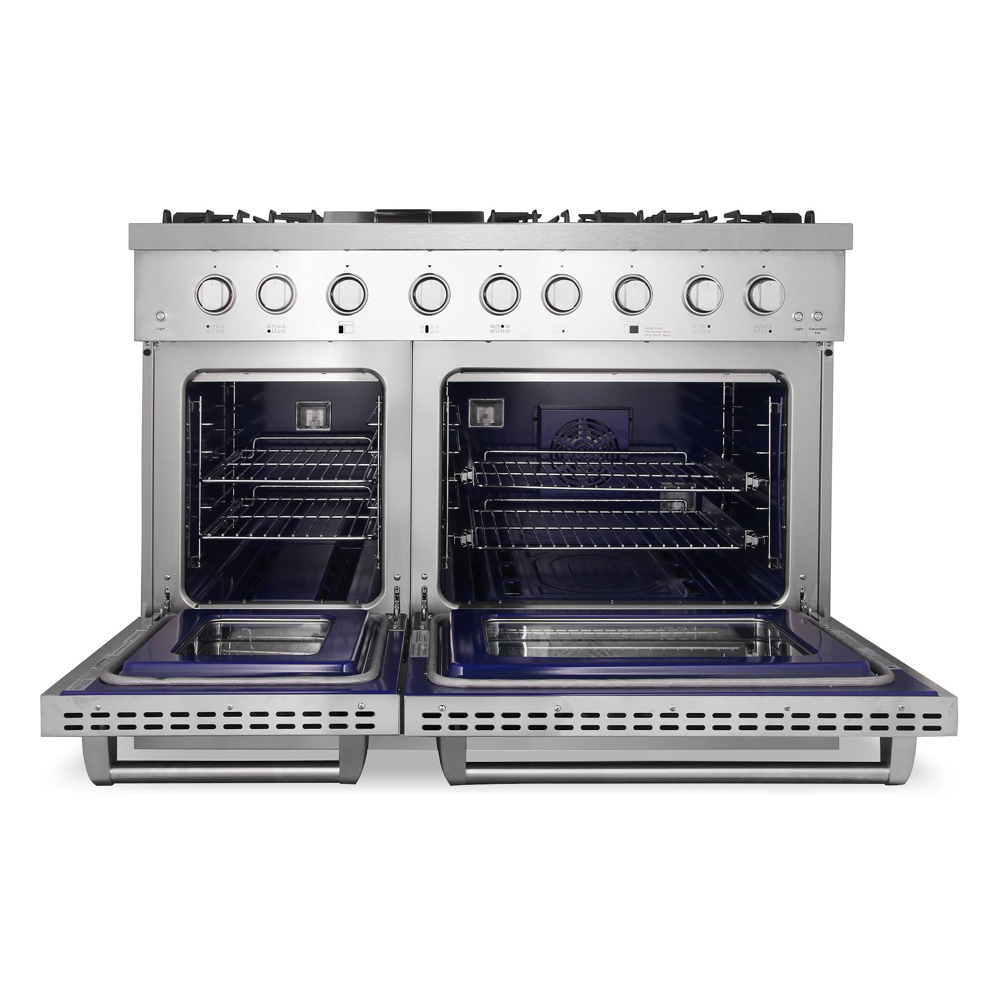 Alt View 5. COSMO - COS-DFRL486GK 48 in. Lumin Collection 6.7 cu. ft. Double Oven Dual Fuel Range with 6 Sealed Burners, Rapid Convection - Stainless Steel.