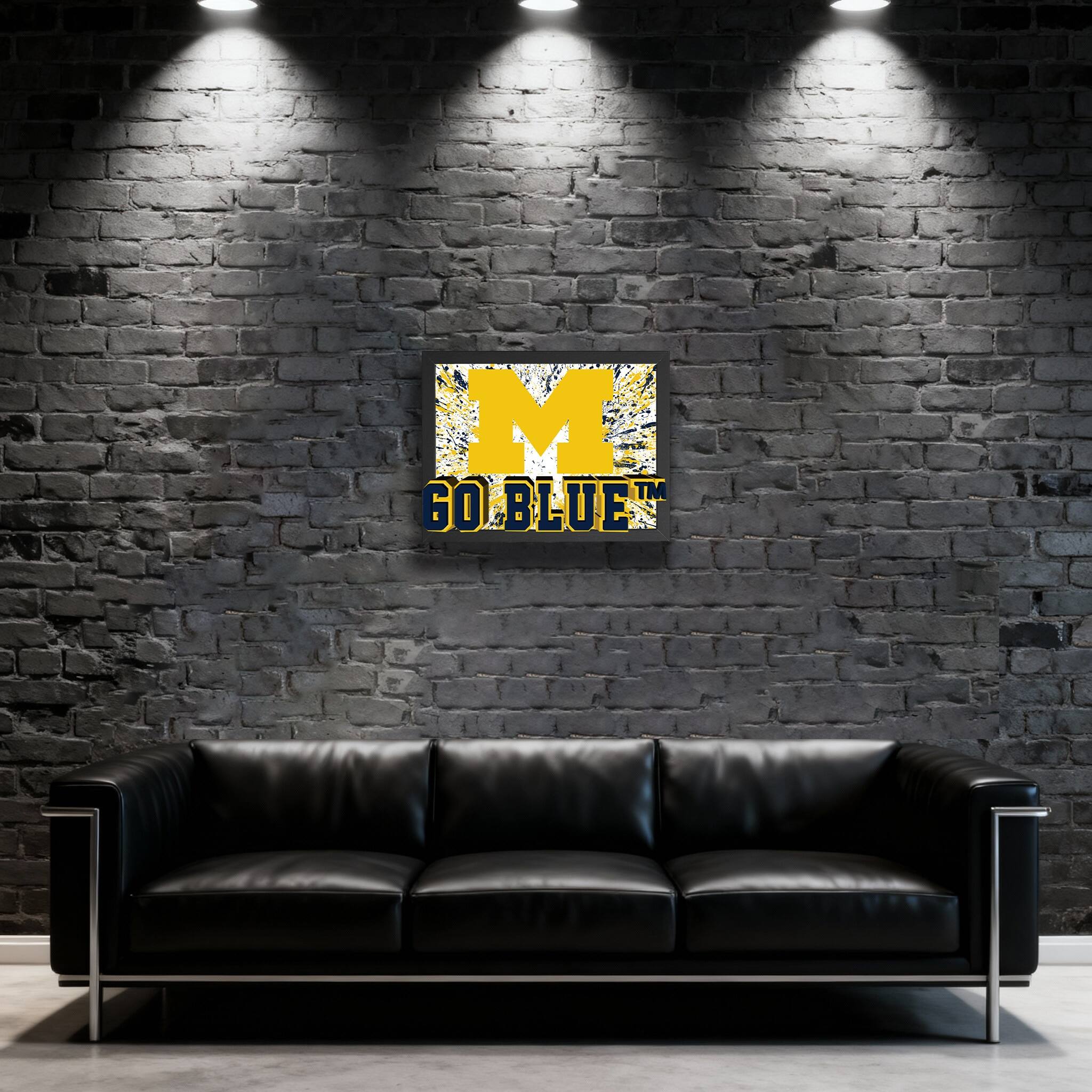 Alt View 1. Sporticulture - Michigan Wolverines 14" x 18" Framed 3D Lenticular Art - Blue.