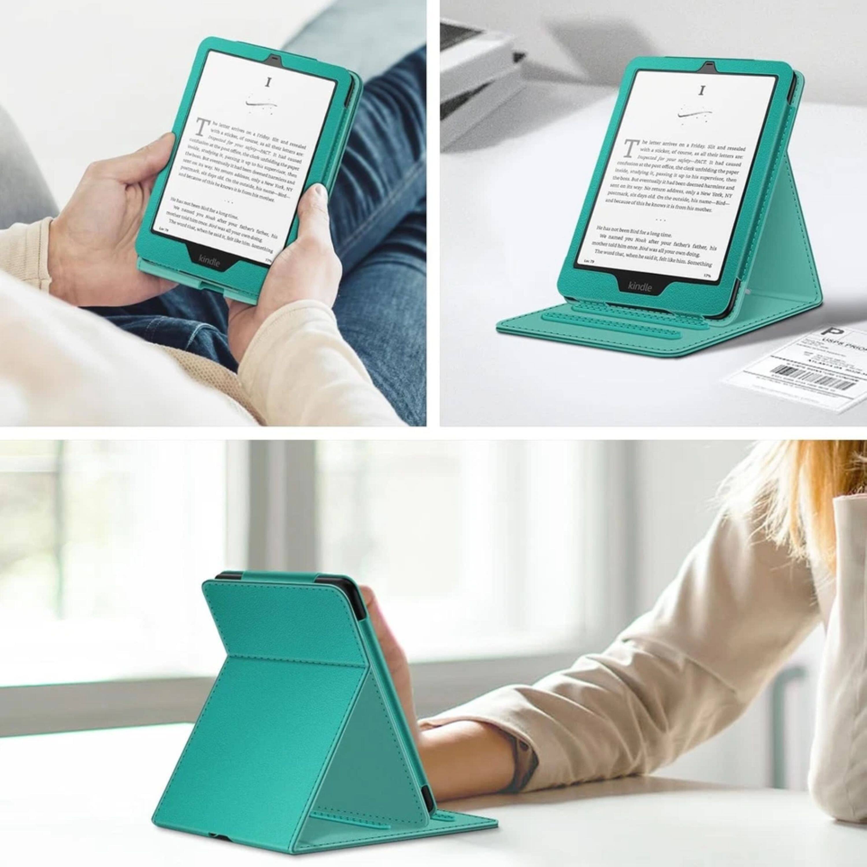 Back. Kitcheniva - Flip Case for 7"/6.8" Kindle Paperwhite Vertical Stand Cover Brown - Brown.