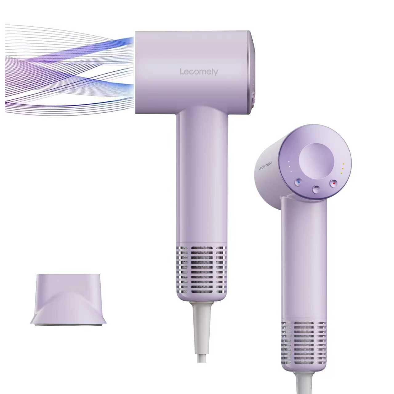 Lecomely - Dual Voltage Hair Dryer for Worldwide Travel, High-Speed Blow Dryer for 5x Faster Drying, 200M Negative Ions - Purple