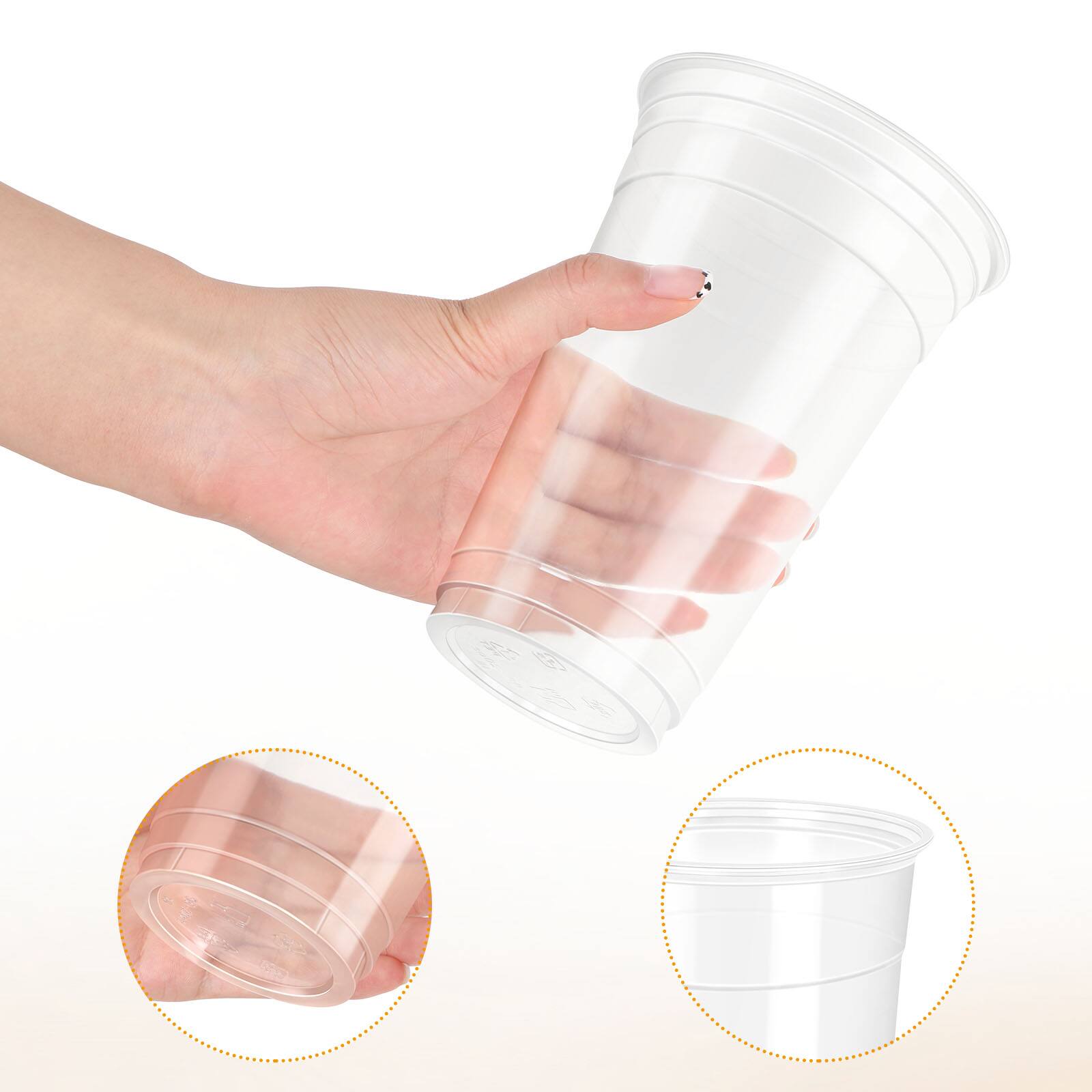 Left. Oumilen - 100 Pack 24oz Clear Disposable Plastic Cups – Thick PET Cold Drink Cups for Iced Coffee Juice Smoothie - Clear.