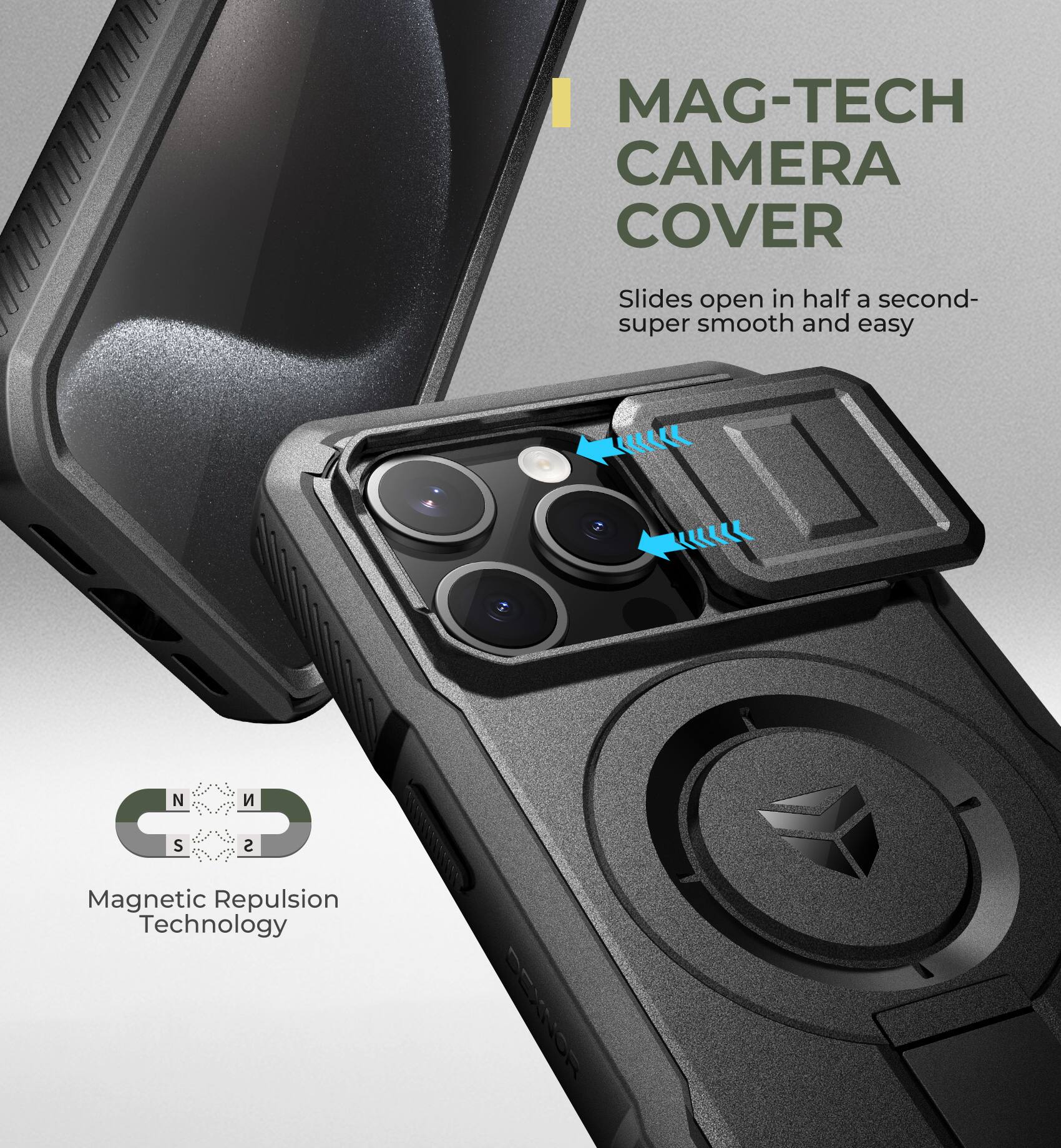 MAG-TECH CAMERA COVER Slides open in half a second- super smooth and easy | Magnetic Repulsion Technology CEXNOR