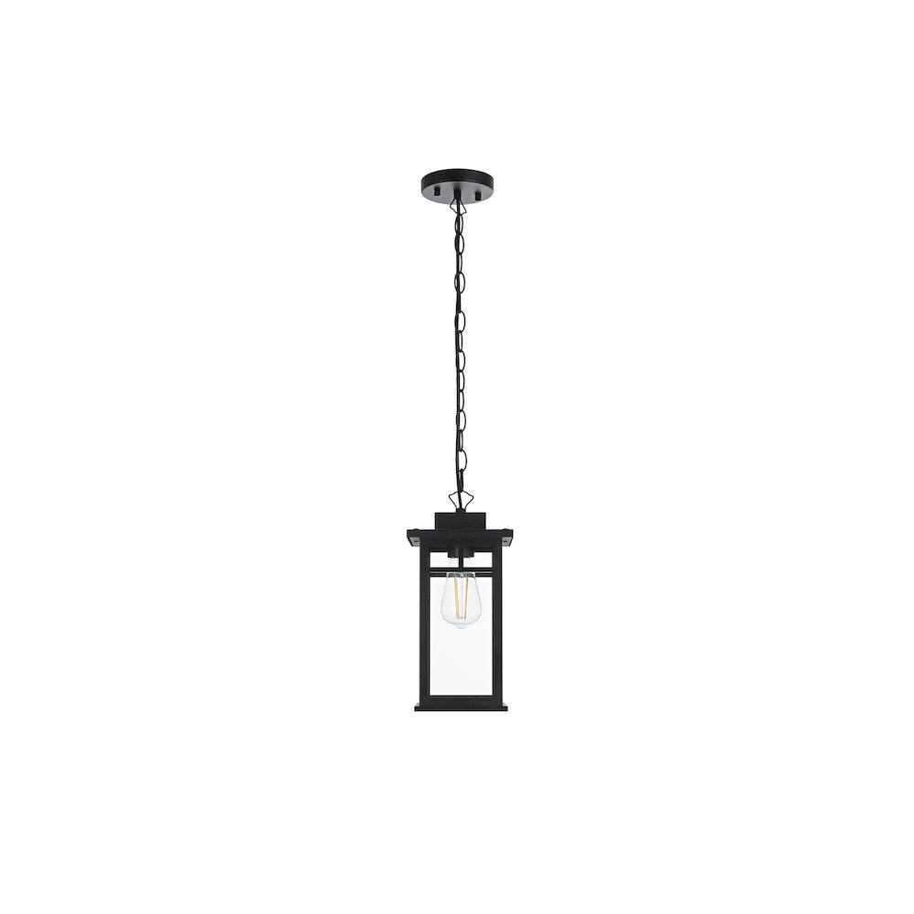 Back. Elegant Lighting - Mercer 7 inch Outdoor Pendant in Black - Black.