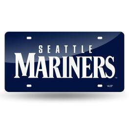 Rico Industries - Seattle Mariners Baseball Blue Mirrored Laser Cut License Plate Auto Tag - Multi