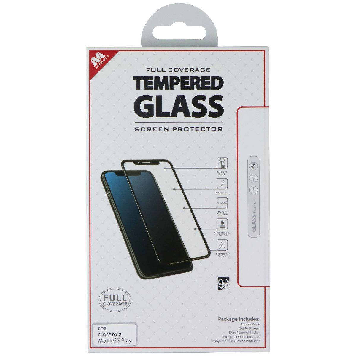 MYBAT* FULL COVERAGE TEMPERED GLASS SCREEN PROTECTOR

Calibrate Touch HD
Trmperenca PLICON
Portect Autherdin
Olgaphobis
Ceaning
9H Premium GLASS
Shatteignout
Soede
FULL COVERAGE
9

FOR Motorola Moto G7 Play

Package Includes:
Alcohol Wipe
Guide
Stickers
DuAR Removal Sticker
Microfiber Cleaning Cloth
Sempered Cllass Screen Profector