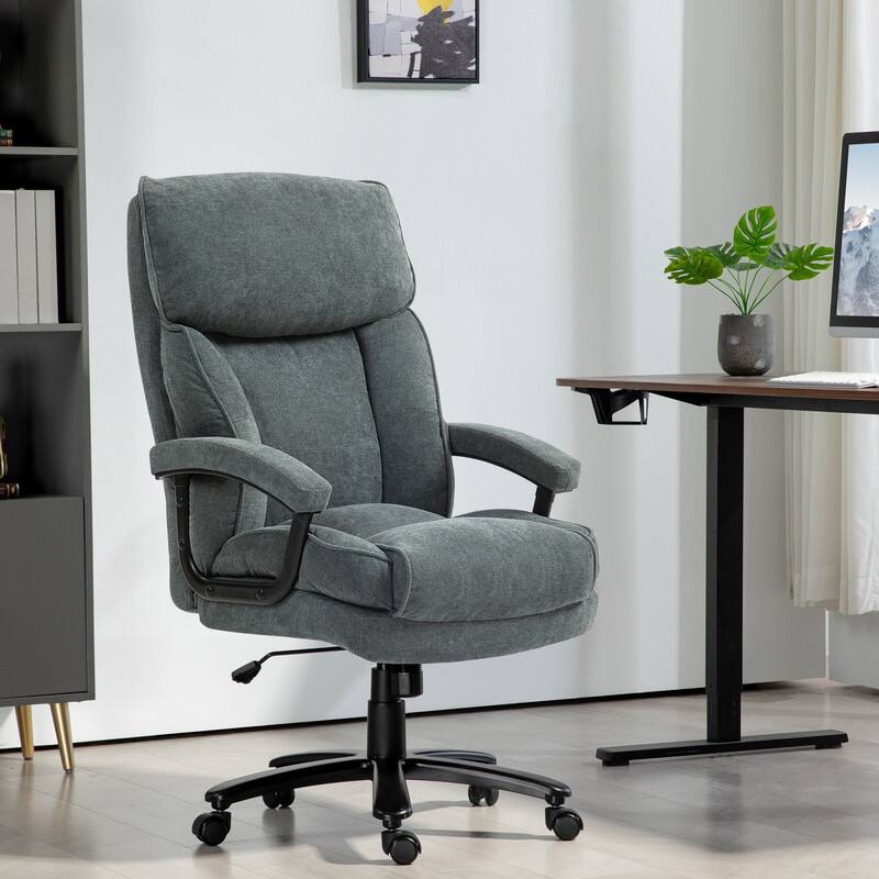 Front. HTUTWOO - Big and Tall Office Chair - 450LBS Heavy Duty, High Back Swivel Desk Chair,Executive Chair for Home Office, Office - Gray.