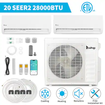 20 SEER2 28000BTU
Cooling Heating Noiseless Free installation kit